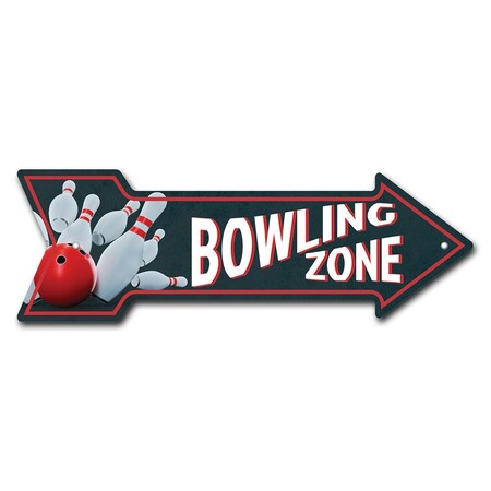 Bowling Zone Arrow Sign Funny Home Decor 24in Wide